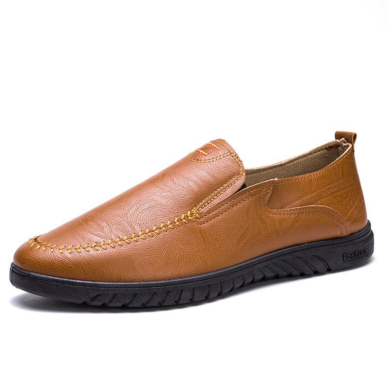 

Обувь Doudou, корейская версия, мужская обувь с одной педалью, повседневная обувь, удобная обувь для вождения с мягкой подошвой, плоская обувь 44 коричневый