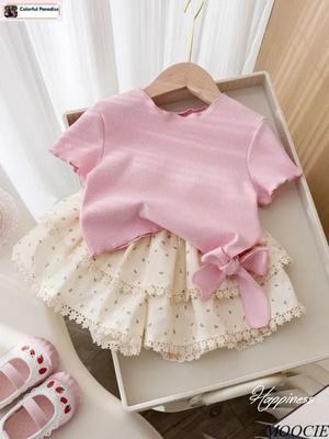 Girls Summer New Summer Clothes Stylish Children's  Thin T-shirt Shorts