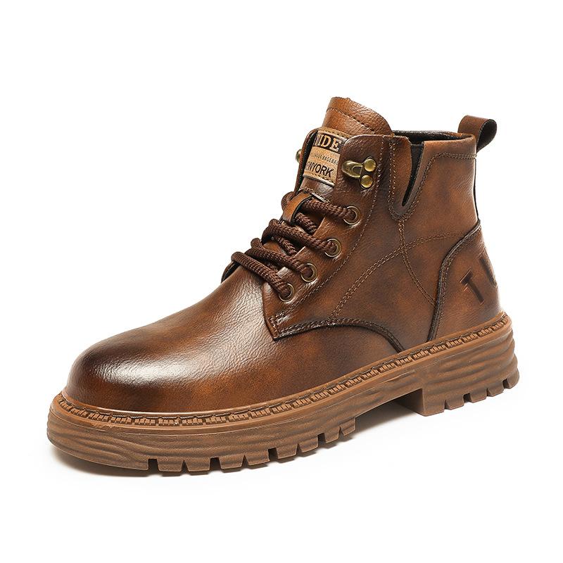 Autumn and Winter Retro High-top Leather Martin Boots Fashion Casual Men's Shoes Student Outdoor Platform Tooling Shoes