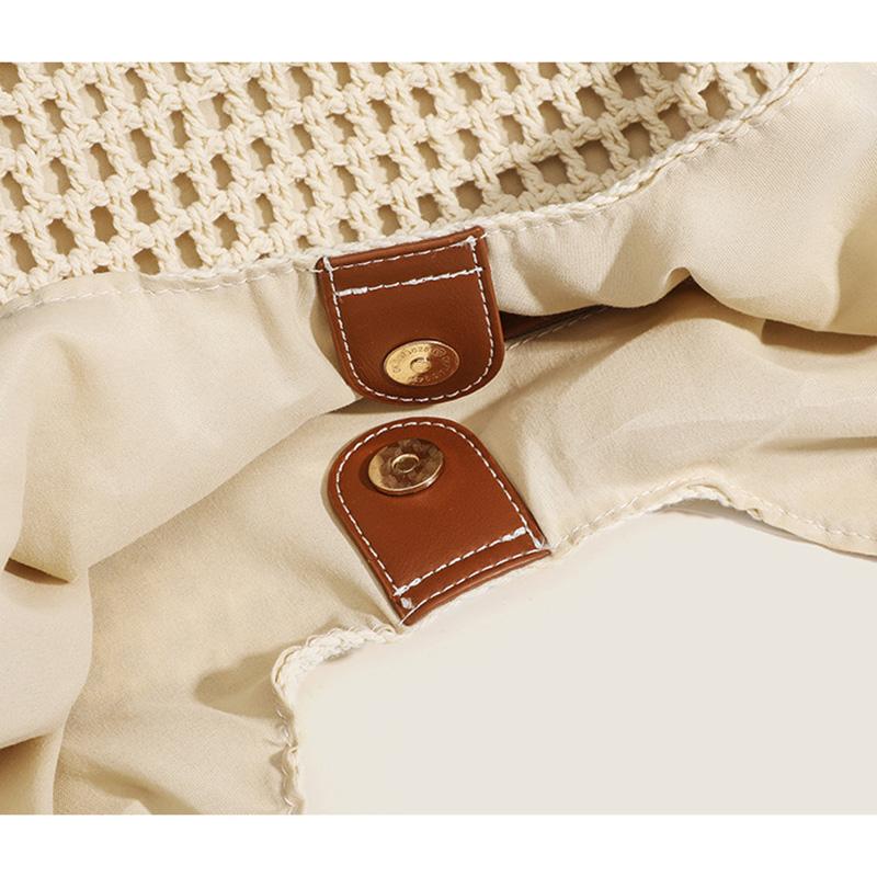 2025 New Woven Women Handbags Large Capacity Tote Bag Beach Knitting Shoulder Bags For Ladies Straw Weaving Shopping Bag With Ornament