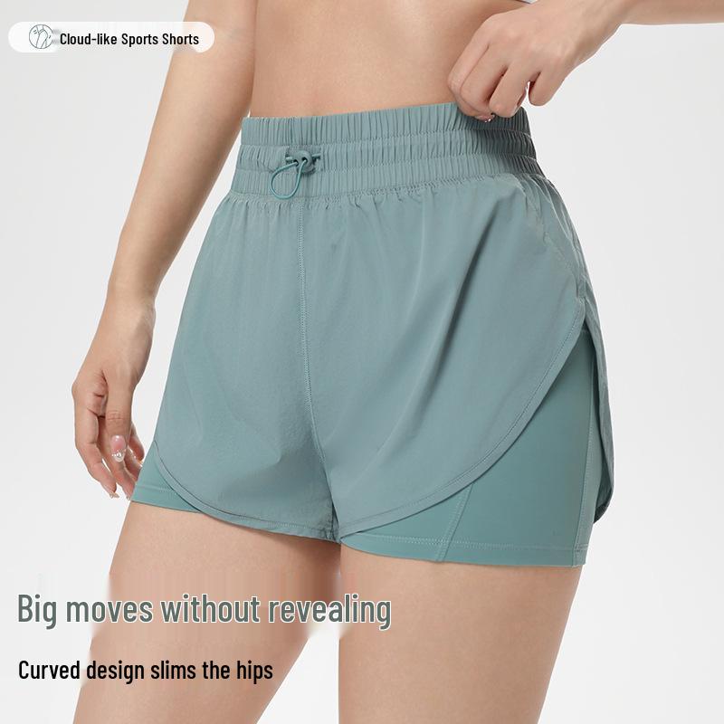 Women's Cooling Sun Protection Sports Shorts, Bare Feel Running & Yoga Skirt, Fake Two-Piece Anti-Exposure Design