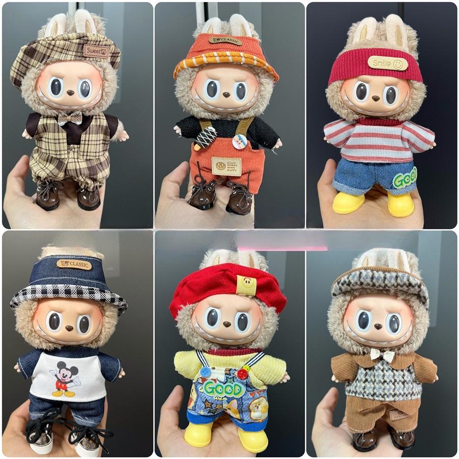 17cm Labubu V2 V1 Trendy Clothes Outfit Accessories Idol Doll Clothing for Kid Gift Labubu Ropa Doll Clothes Set (No Doll)