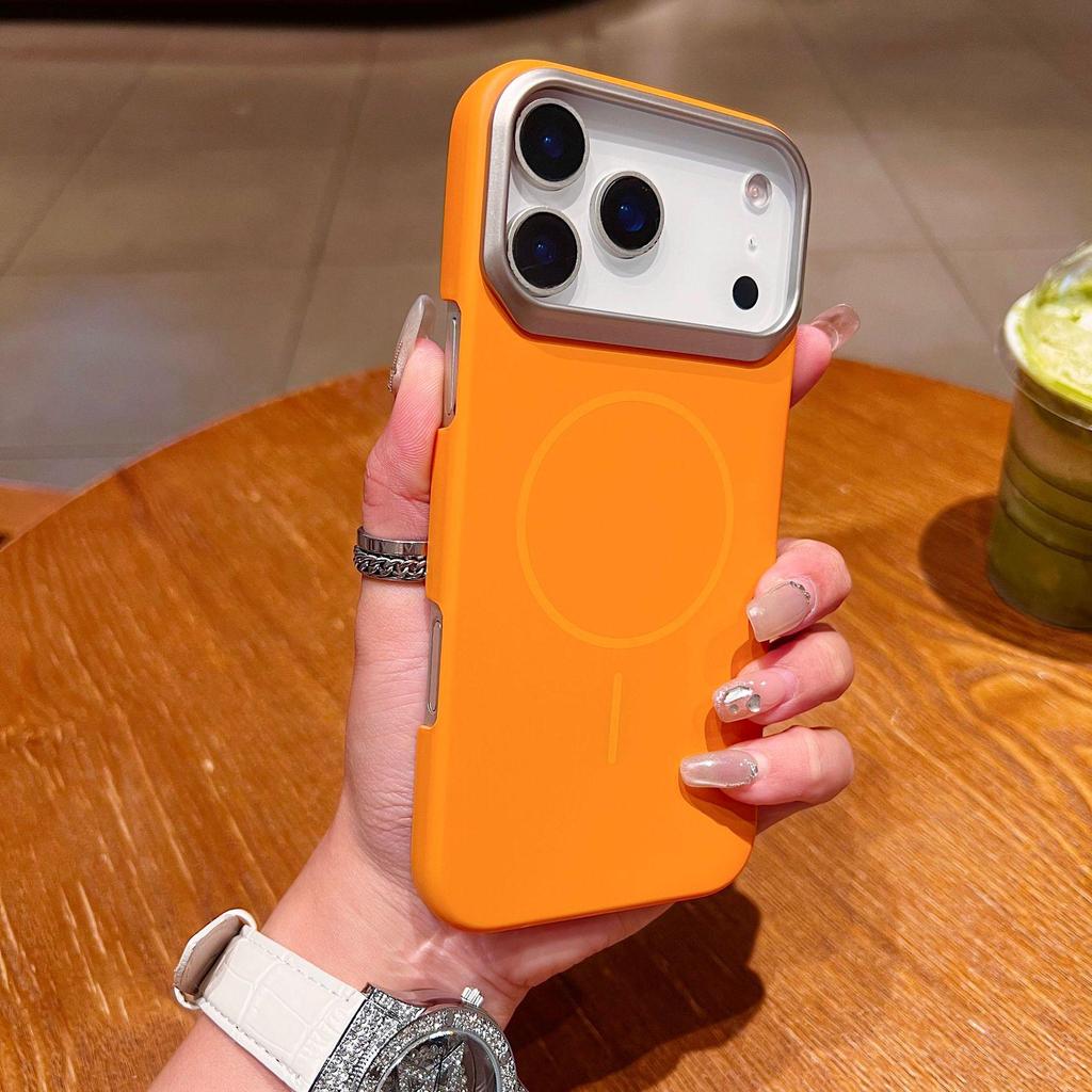 Golden Armor Magnetic Case for iPhone 17 Pro Max/16 Pro: Solid Color Metal Frame Protective Cover
