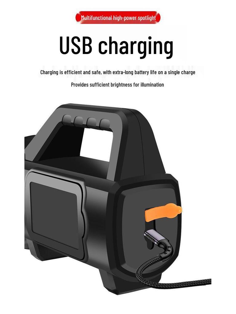 High-Power Rechargeable Outdoor Flashlight: Super Bright, Long-Range, Handheld, and Long Battery Life