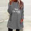 New Style Women's Loose Fit Letter & Number Print Round Neck Plush Hoodie with Pockets