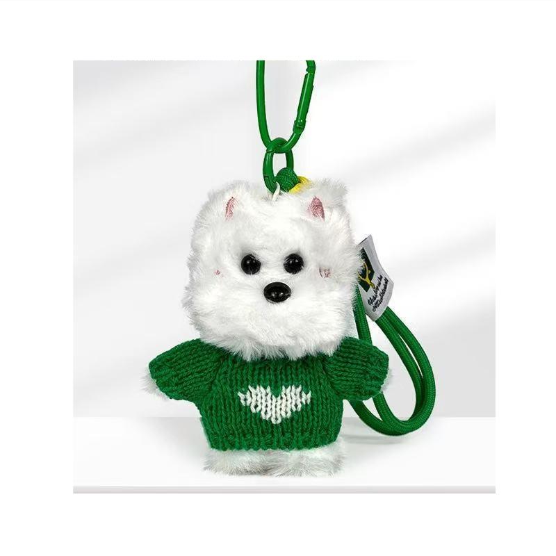 Car Rearview Mirror Pendant Dog Pendant Backpack Accessory Fur Decoration Cute Black Green School Bag Decoration