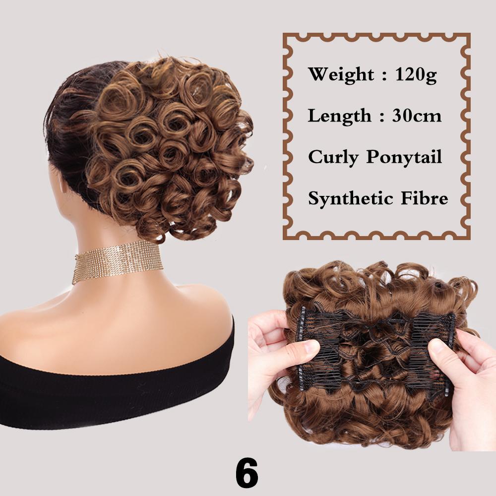 

Синтетичні гребінці Неакуратний пучок Волосся Кучеряве блюдо Нарощування волосся Густий шиньйон Шиньони Затискачі в хвіст Резинки для волосся Зачіски для жінок 10cm