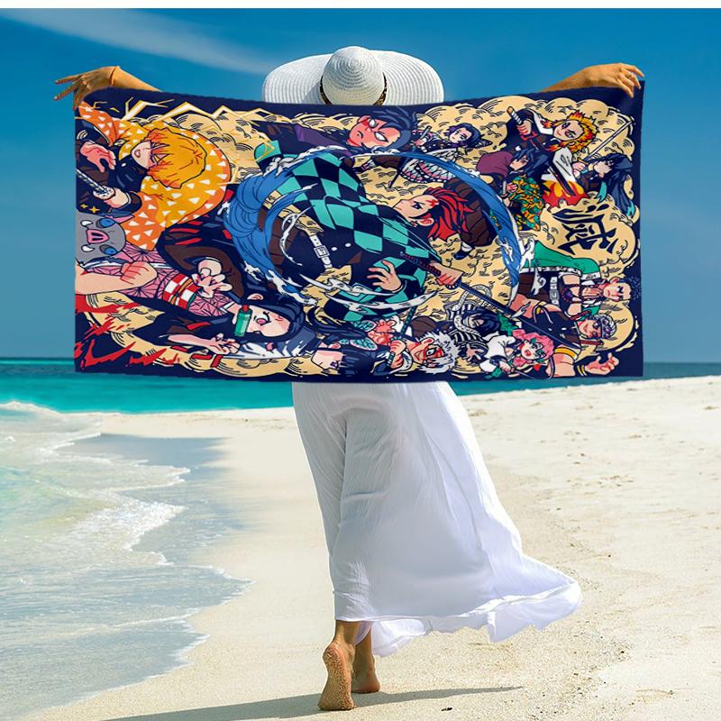 Vibrant Anime Characters Beach Towel, Super Soft Microfiber, Gift for Her/Him, Birthday, for Pool, Beach, Travel, Home Decor Fan gifts
