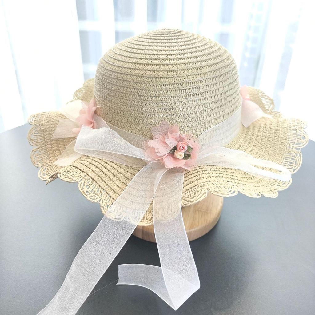 Hübscher Hirtinnen-Strohhut für Mädchen - Sommer-Sonnenschutz für Kinder