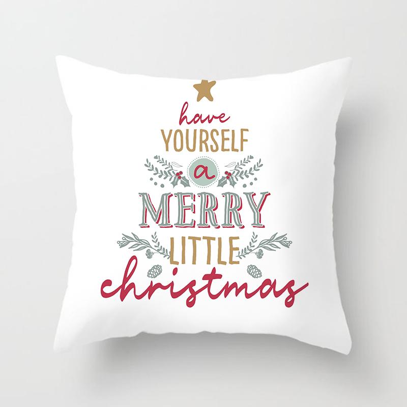Merry Christmas Printed Pillowcase Christmas Style Cushion Cover Home Sofa Decor Throw Pillowcase