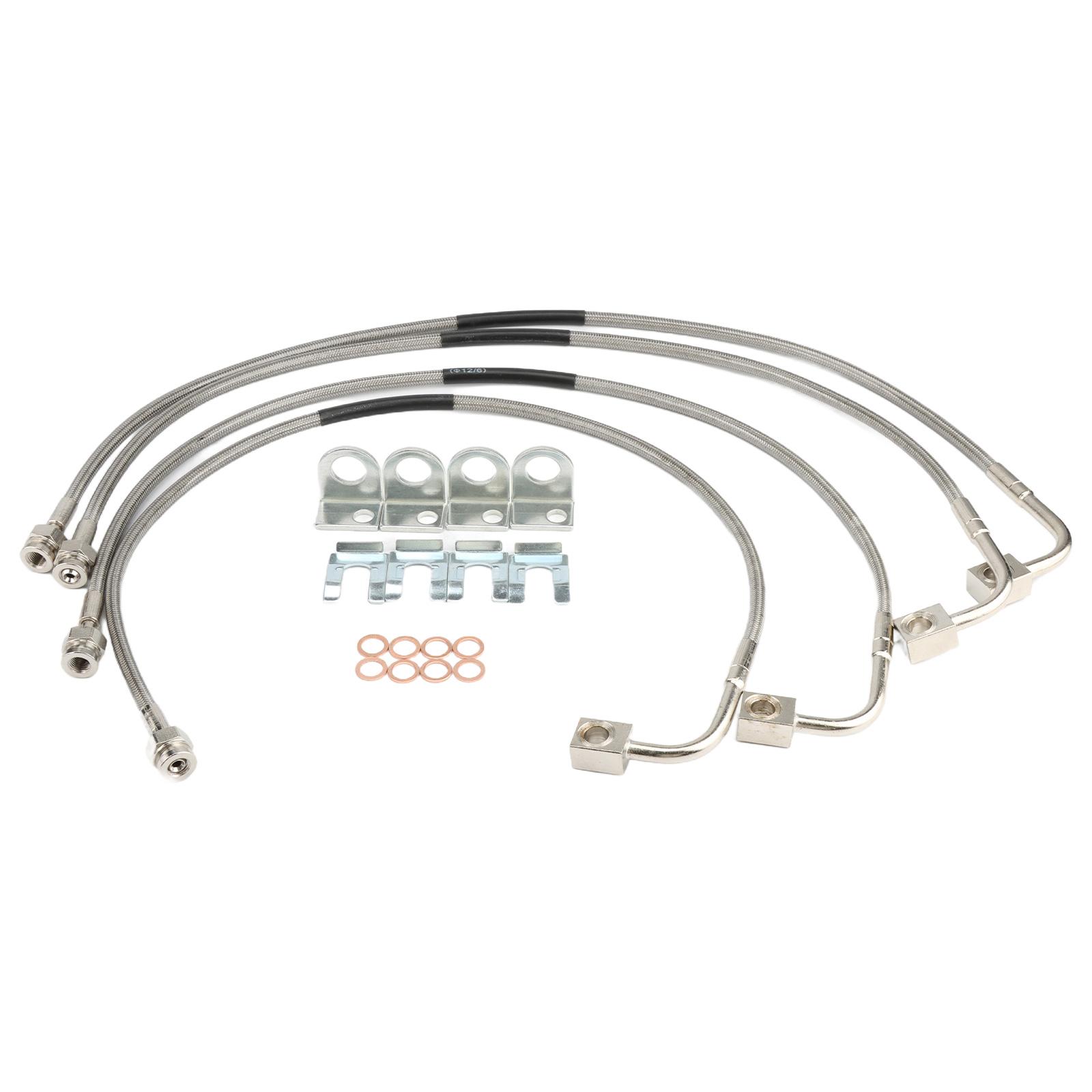 89716 Stainless Brake Lines Sets For Jeep Wrangler 2.0L 3.6L 3.8L 2007 2008 2009 2010 2011 2012 2013 2014 2015 2016 2017 2018 A set