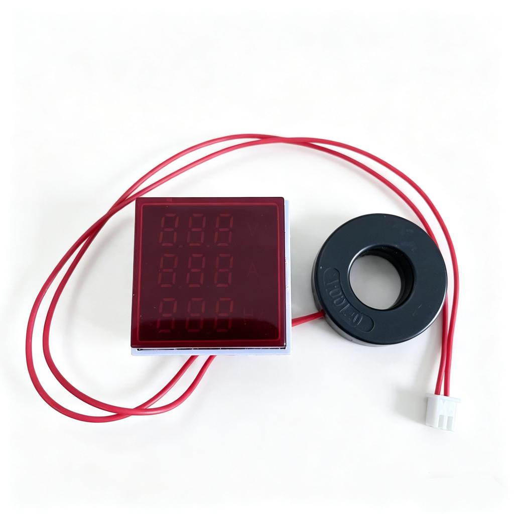 1pc Square LED Digital Voltmeter Ammeter Hertz Meter AC20-500V Signal Lights Voltage Current Frequency Combo Meter