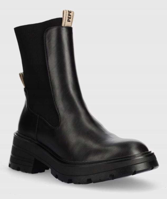 Pepe Jeans Botki Damskie Czarne Skóra Syntetyczna Wsuwane 39 Awe