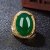 Silver Rings Green Gemstone Ring for Women Men Fine Jewelry Green Chrysoprase Female Luxury Ring