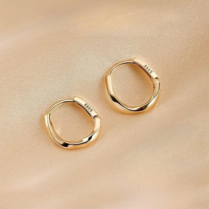 925 Silver Round Hoop Earrings For Women Simple Trendy Circle Jewelry Party Wedding Holiday Gifts