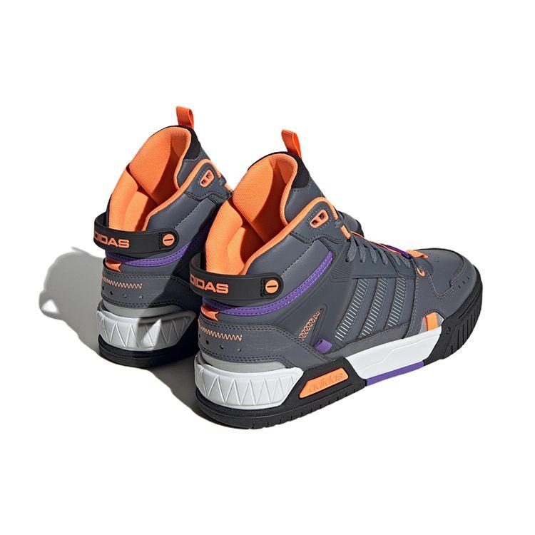 Adidas Neo D-Pad Mid Casual Slip-Resistant Durable High-Top Skate Shoes Unisex Sneakers Gray Orange HQ4231