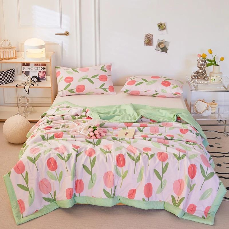 

Летнее одеяло с рисунком плюшевого мишки из 100% хлопка, тонкое одеяло с кондиционером, приятное для кожи, мягкое и тонкое одеяло для детей, мальчиков и девочек 150x200cm Single 1Pc