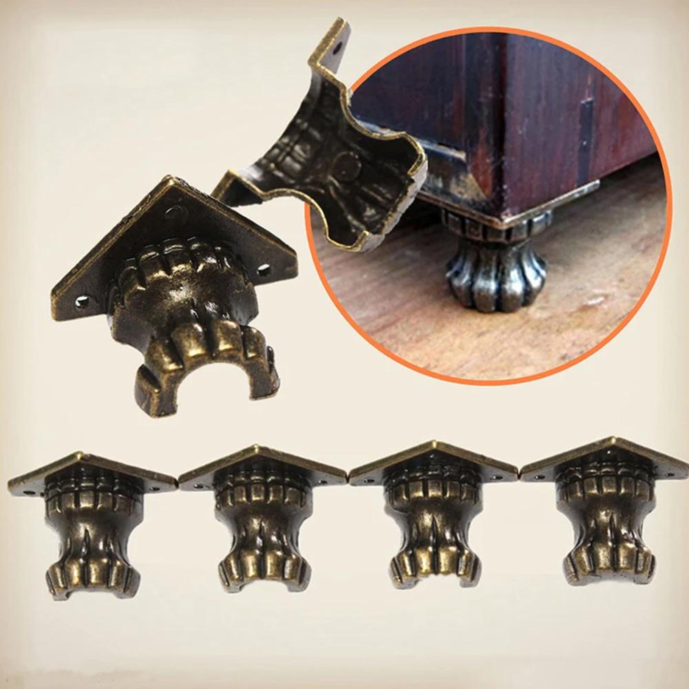 PCS Antique Wooden Box Cabinet Alloy Corner Protector Four Sided Foot Support