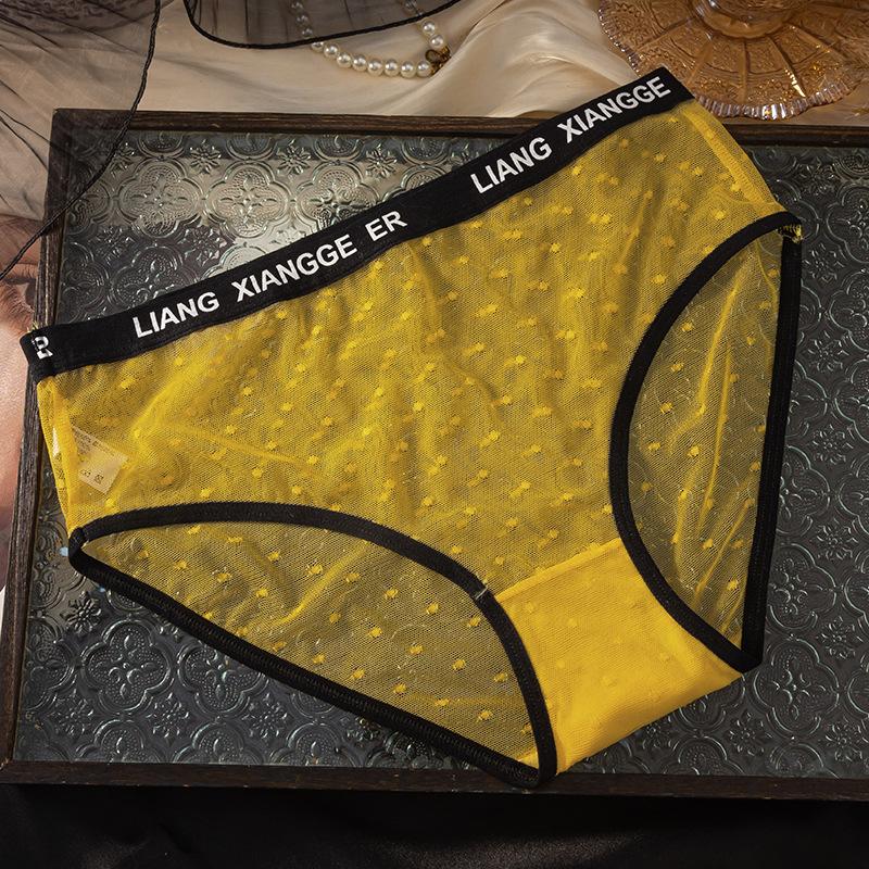 Ladies Spring and Summer New Style of Pokpoint Letter Waist Transparent Mesh Yarn Breathable Waist Triangle Briefs