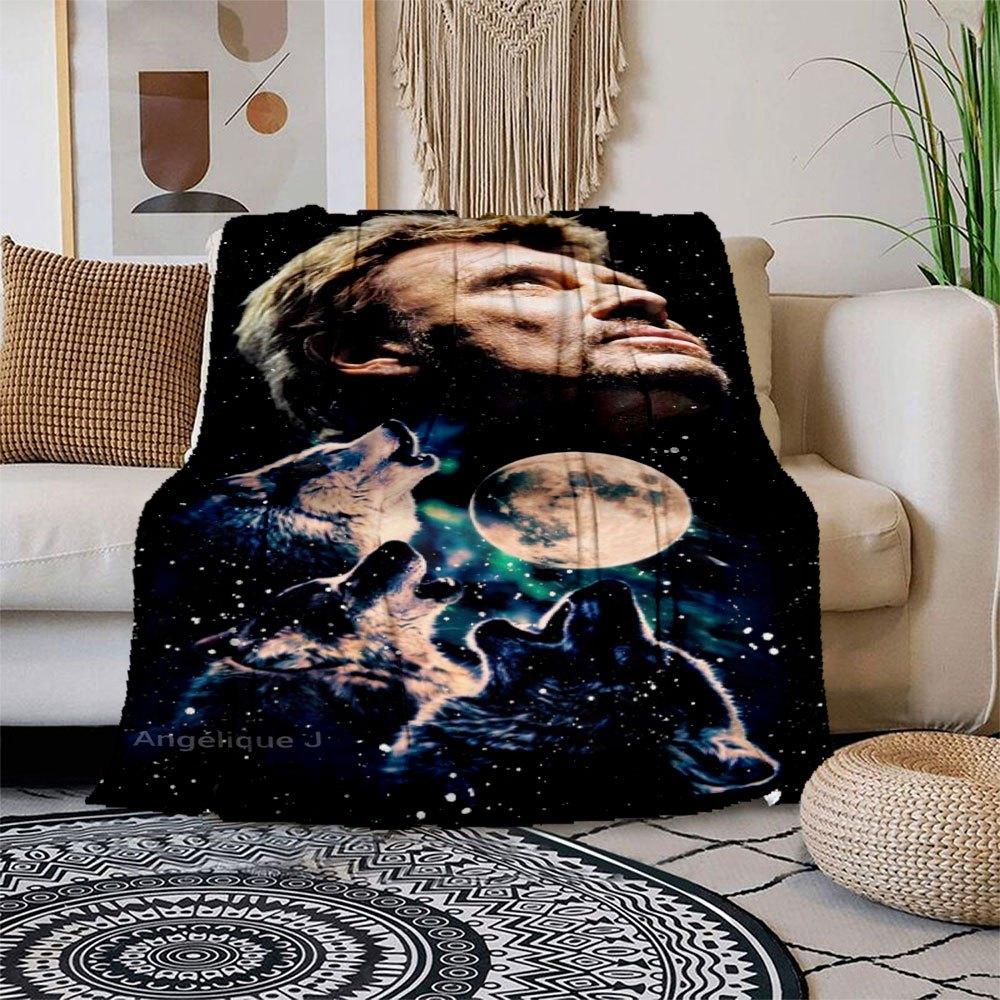 

Wolf Moon Night Sky Phone Wallpaper Blanket Flannel Throw Blanket for Sofa, Bed, Travel, Camping, Office, Couch, Chair, And Bed Gift for Ch 150x180cm