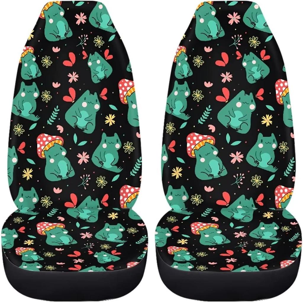 Cartoon Frog Car Seat Covers Universal 2 Pcs Auto Front Seat Cover Fit Most Cars Suv Sedan Trucks Four Seasons Seat Covers