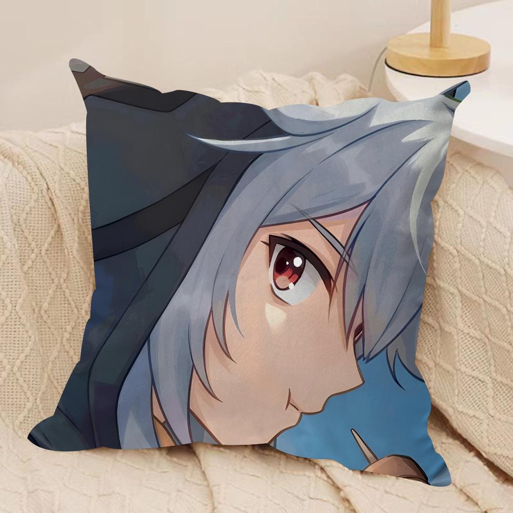 Razor Cute Genshin Impact Cushion Cover Silky Short Plush Invisible Zipper Dustproof Sofa Pillow Case For Home Decor