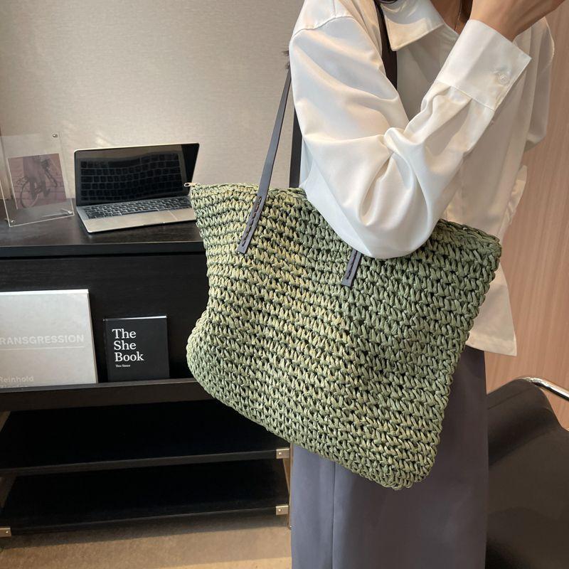 Handwoven Large Capacity Straw Tote Bag for Women - Spring/Summer Shoulder Bag for Commute & Beach