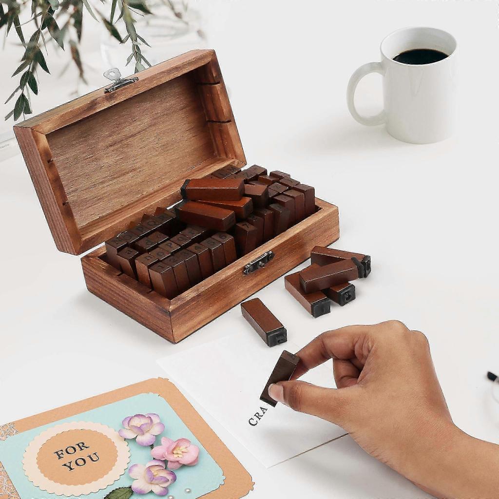 Alphabet Letter Stamp With Numbers And Symbols (70 Pcs) - Wood Stamp