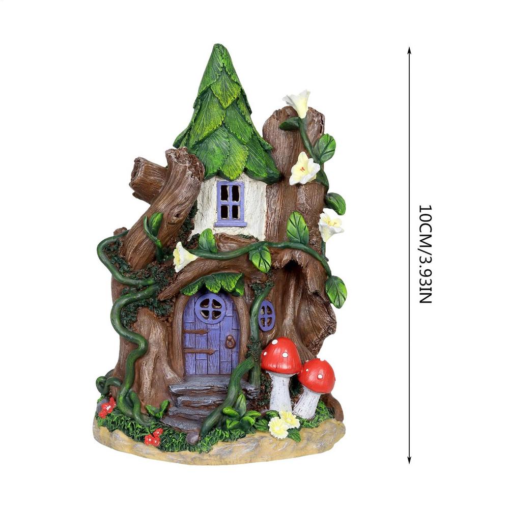 Miniature Fairy Gnome Door Figurines Wooden Art Sculpture Creative Garden Door Tree Statues Ornaments Home Window Decoration
