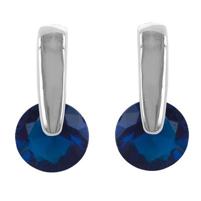 [R4777] - Brincos de prata 'Cristal' prata azul (ródio)  - 10x5mm