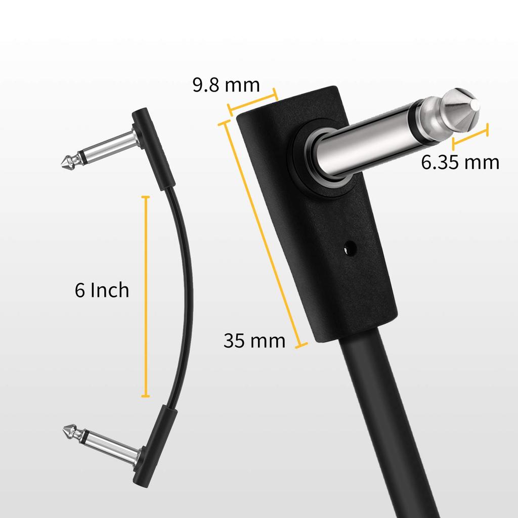 Donner 15cm Flat Patch Cables for Guitar Effects, Black (3 Cables)