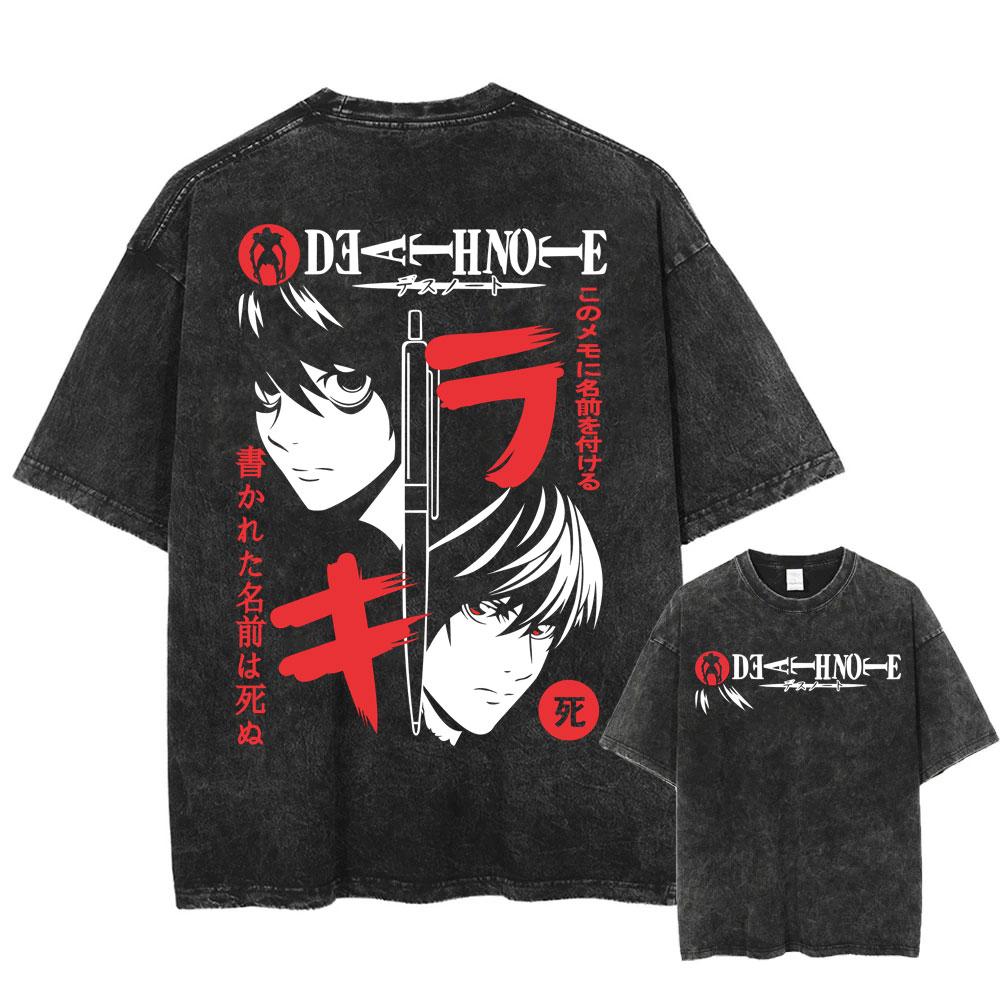Harajuku Vintage Washed T Shirts Death Note Misa Anime Graphic T Shirt Men Women Cotton Fashion Streetwear Yk Oversized Tshirt