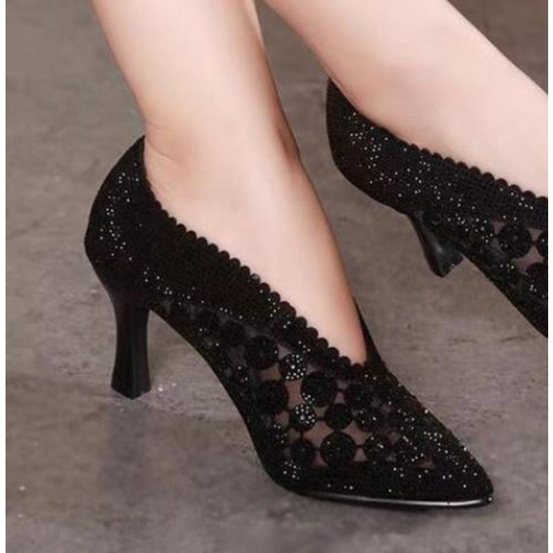 Neue Chunky Spitze Sexy Spitz Frauen Schuhe Sommer Designer Mid Heels Flach Reife Kleid Frau Schuhe Pumps Zapatos Mujer