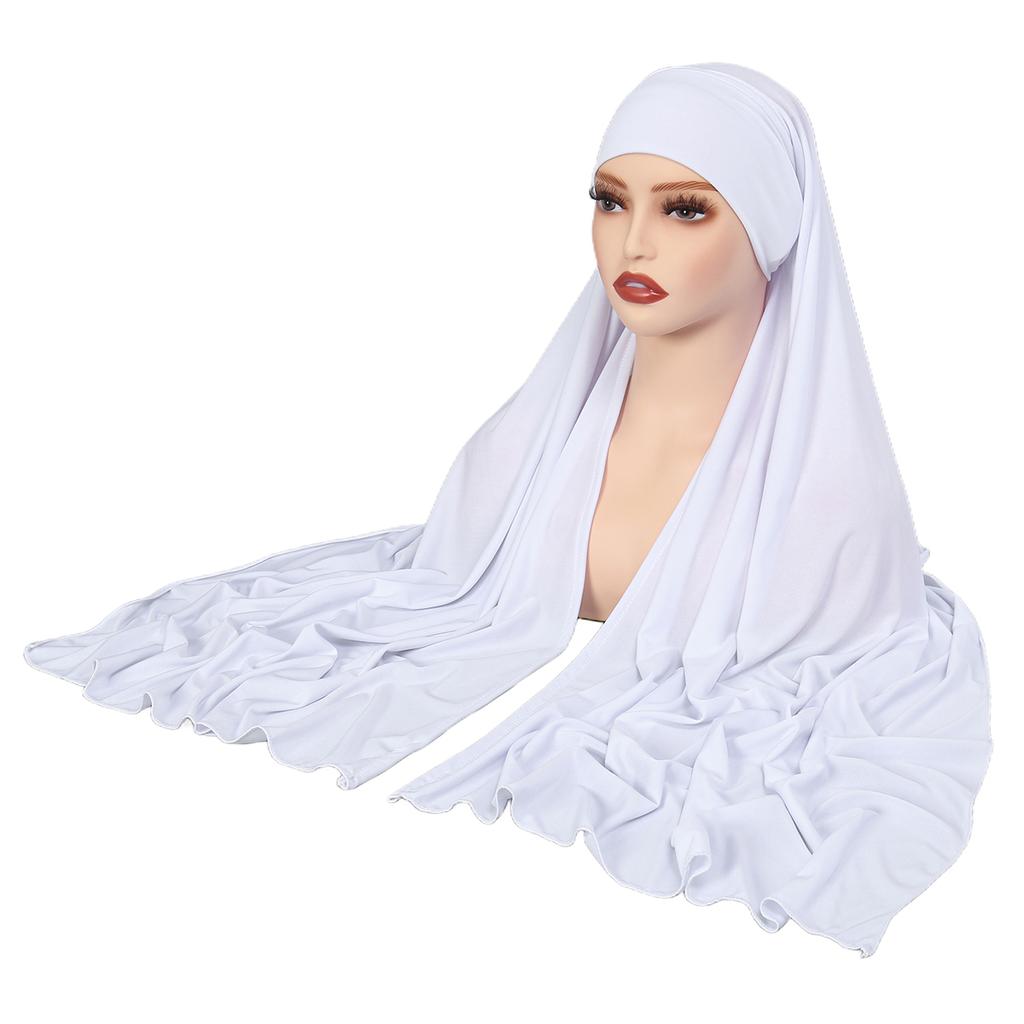 Muslim Women Long Scarf Pull On Ready Wear Instant Hijab Chemo Cap One Piece Amira Head Wrap Turban Femme Shawl Bandanas Scarves