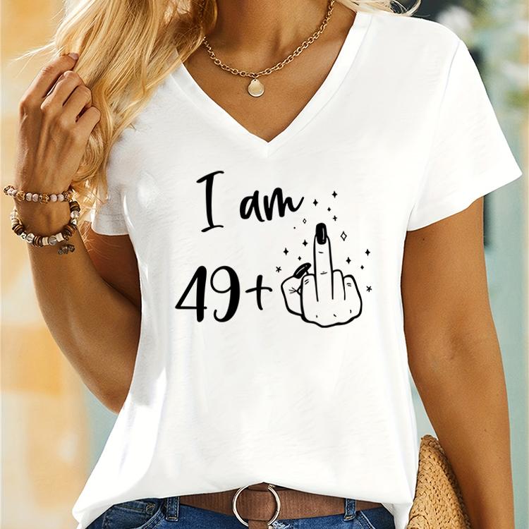 I Am 591 60th Birthday Middle Finger TShirt Women Birthday Party Classic Graphic TShirts Womens 59 Plus Middle Finger TShirt