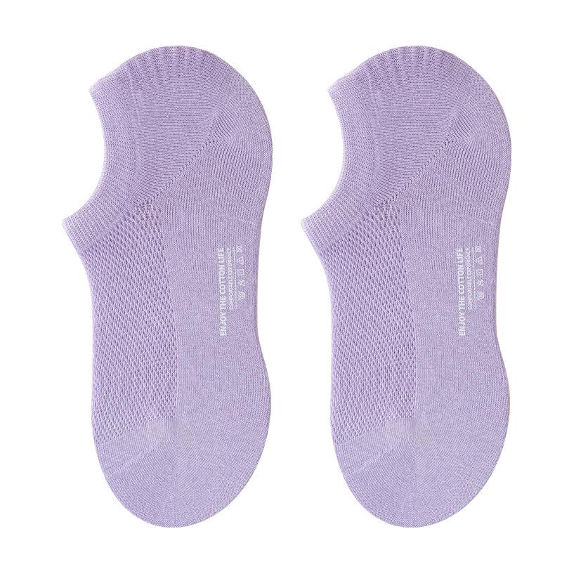 

4 пары женских весенне-летних тонких хлопковых носков, дышащие сетчатые хлопковые носки до щиколотки, без запаха, противоскользящие, невидимые для женщин 4 Pairs фиолетовый