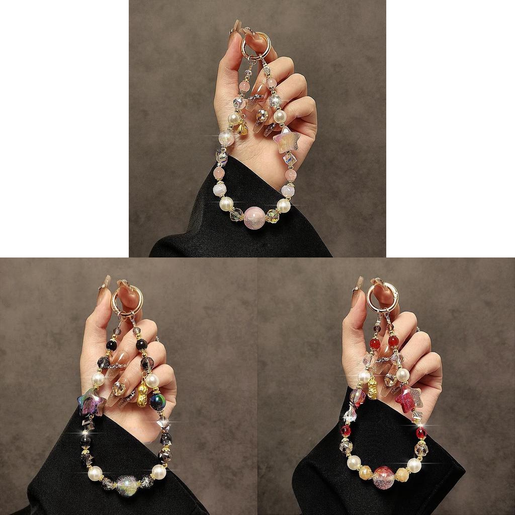 No Brand Phone Lanyard With Water Crystal Beads Pvc Material For Stylish Accessory