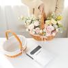 Portable Woven PP Picnic Basket With Red Liner 33x25x17cmStyle Storage Tote Fruits Vegetables Bread Outdoor Use