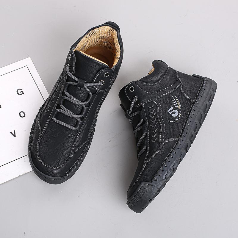 Fashion Fashion Botines Zip Lace-up Ankle Boots Vintage Male High Top Shoes Outdoor Leather Casual Shoes Non-Slip Mens Motorcycle Boots