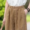 Johnature Women Vintage Straight Pants Summer Chinese Style Solid Color Loose Trousers Elastic Waist Pants
