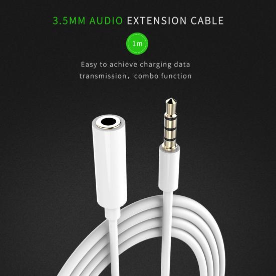 Earphone Extension Cable Signal Transfer Plug Stereo Audio Play 3.5mm Male to Female