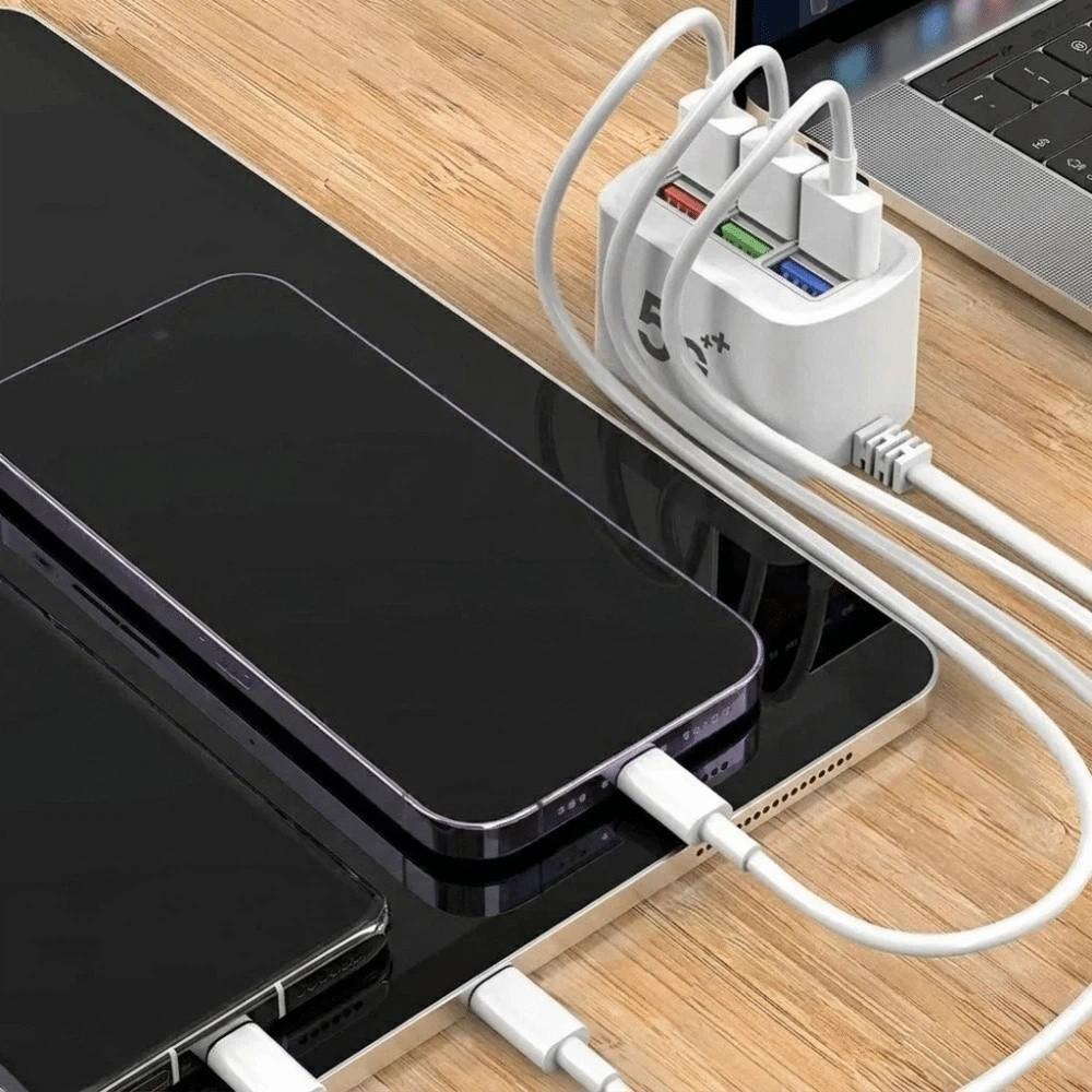 Fast Charging USB Charger 6 in 1 USB HUB Adapter US/EU Power Strip Charger Extension Socket