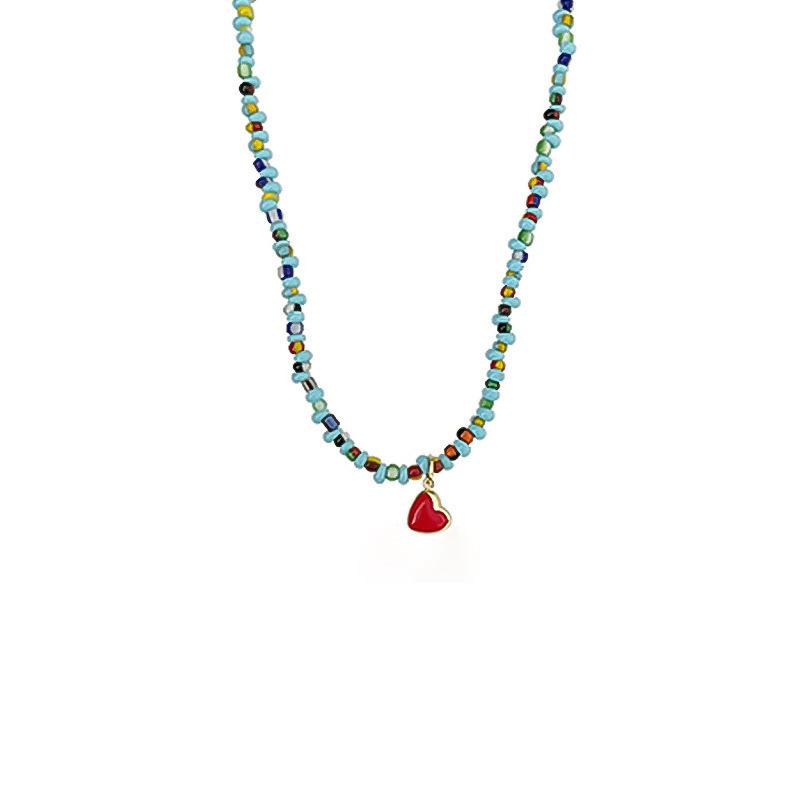 Blue Love Beaded Necklace Women's Light Luxury Niche Collarbone Chain Personalized Jewelry