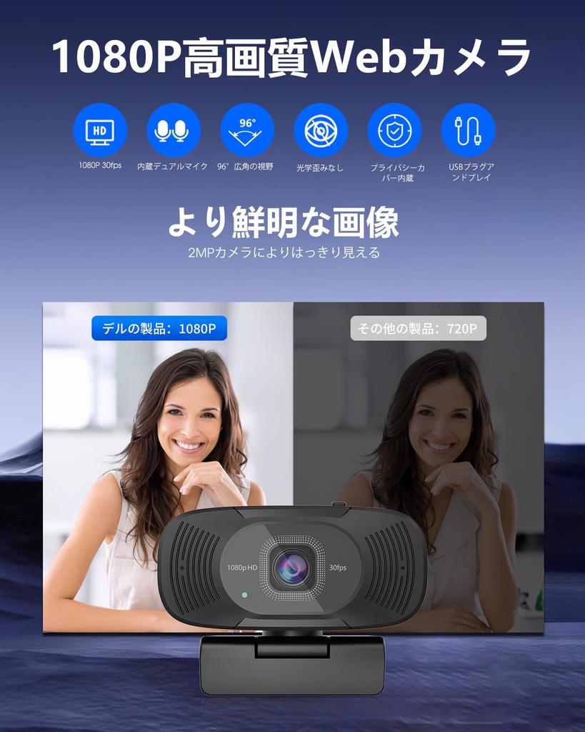1080P dvojitá redukce šumu, automatická zásuvka pro soukromí s úhlem záběru 96 stupňů a vestavěná japonská kamera vhodná pro konferenční software, jako je Skype