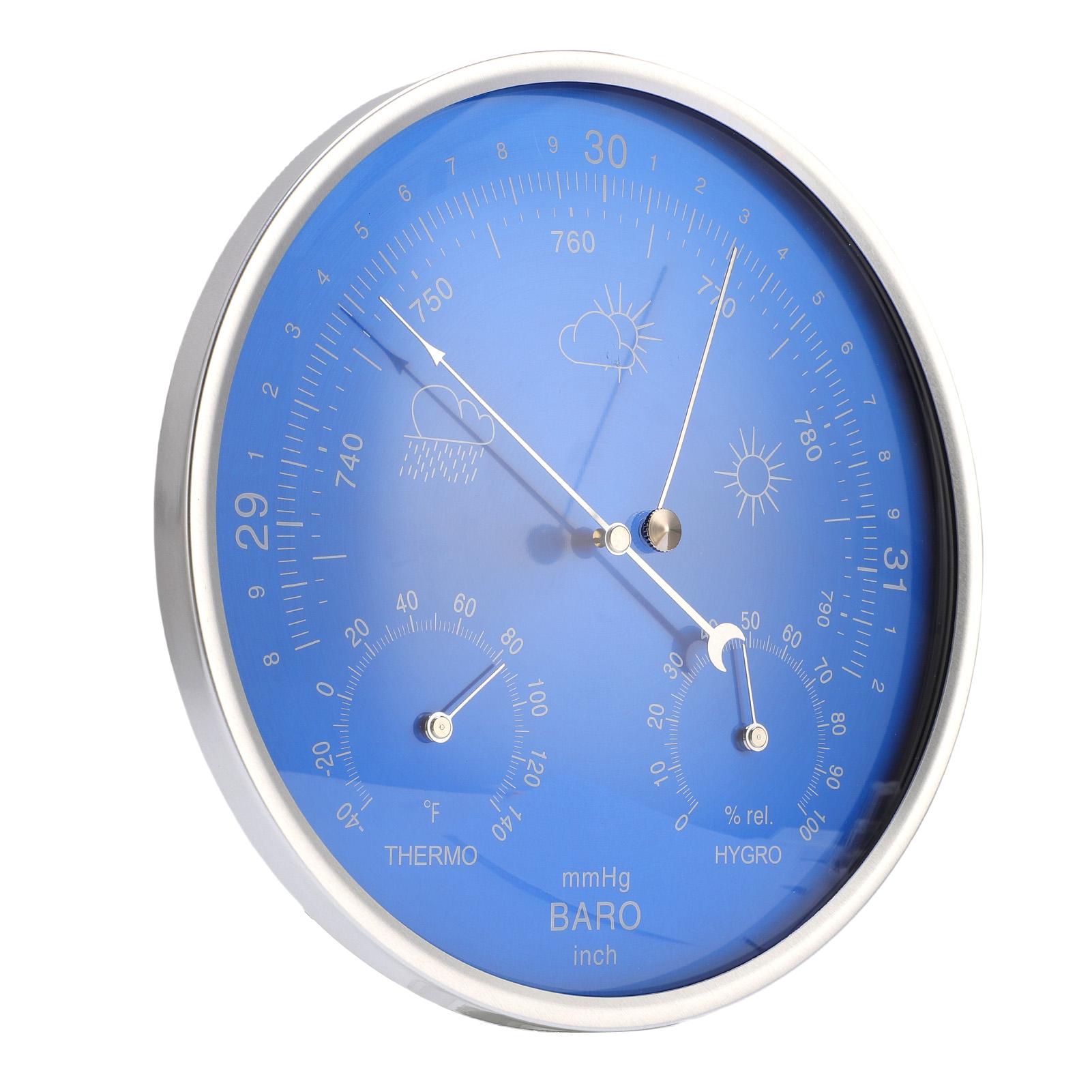 Thermometer Barometer Hygrometer 3 in 1 All Season Wall Hanging Indoor Outdoor Accurate Weather Instrument Blue 180mm Color: Blue