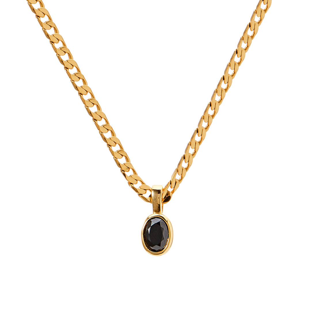 

Delicate Multicolour Oval CZ Natural Stone Pendant Necklace for Women Stainless Steel Cuban Chain Necklace Fashion Jewelry Gift