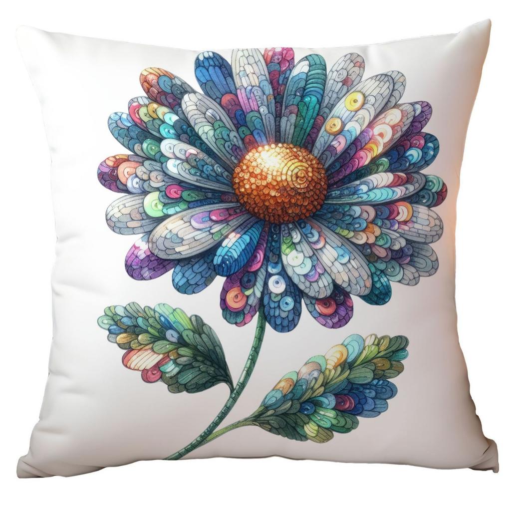 New Glitter Daisy Printed Pillowcase Light Luxury Floral Home Living Room Sofa Cushion Pillowcase