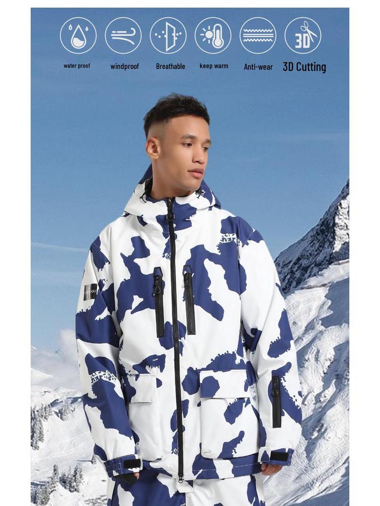 New Women's and Men's Ski Suit: Loose, Waterproof, Windproof, Breathable, Thickened Jacket - Perfect for Outdoor Adventures