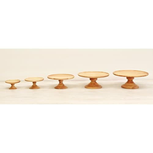 Swanson Shoji Wooden Cake Stand, Small, Rubberwood, 15.5cm Diameter X 7.5cm Height, Compote Dish, Natural, KS-103