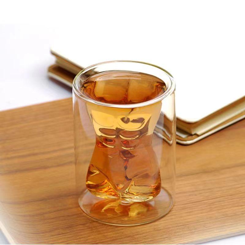 Beauty Double Insulated Glass Cup - Sexy Design for Whiskey Beer - Ladies & Men's Style